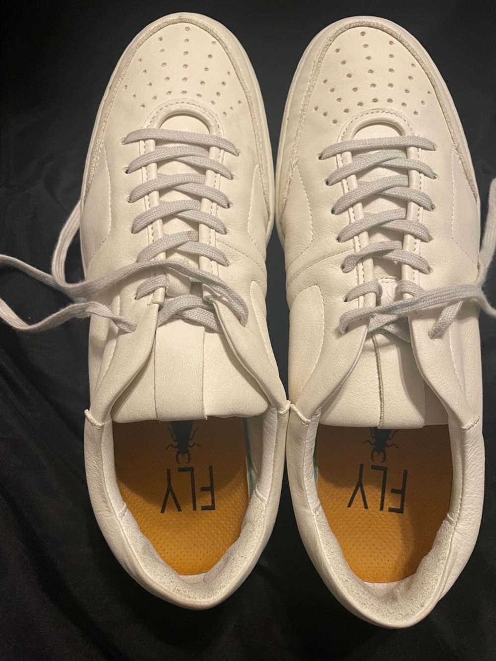 Fly London White Men’s Leather Lace-Up Sneakers